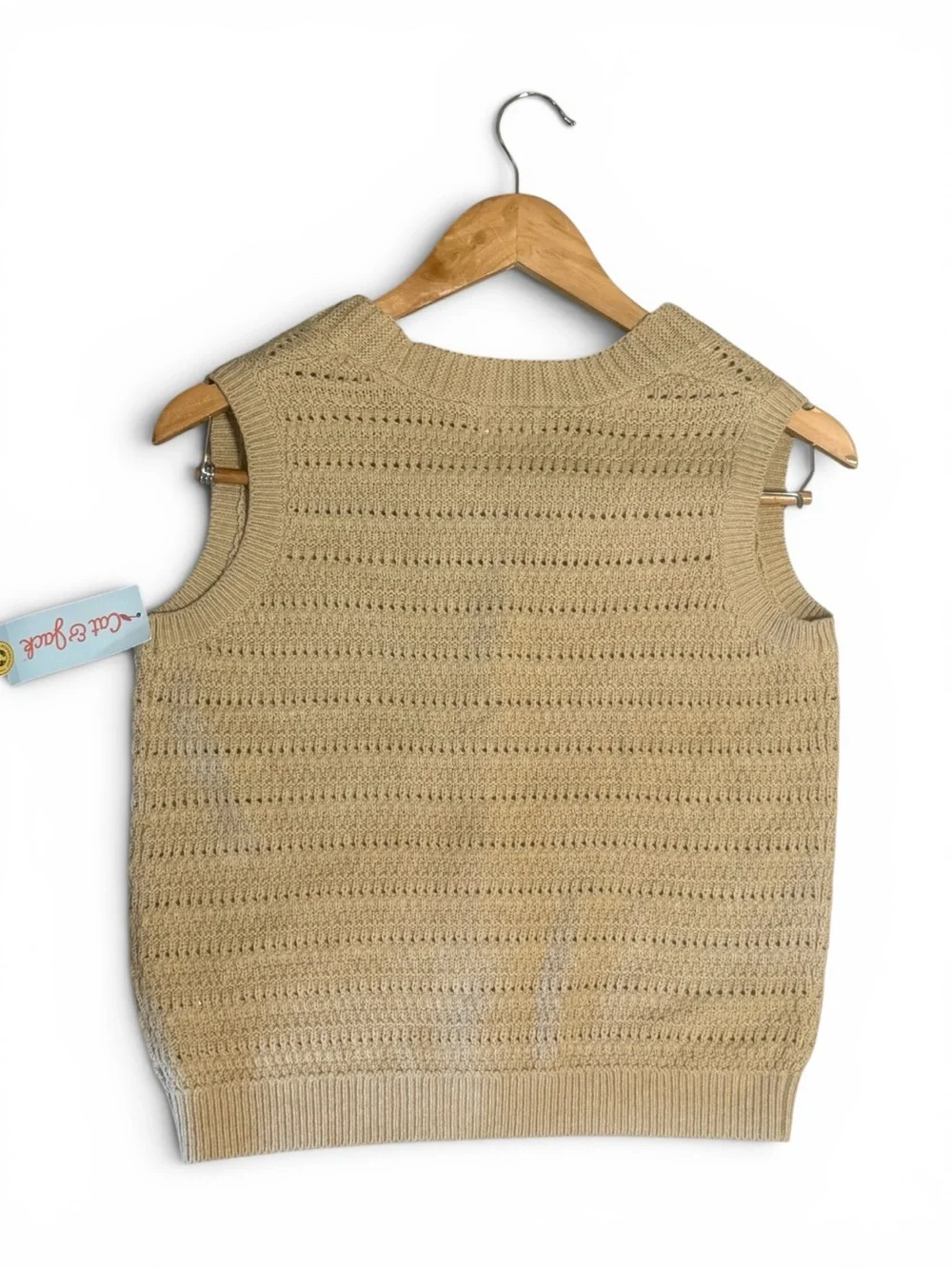 NWT Girl’s Cat & Jack Knit Button Up Vest XL 14 Tan